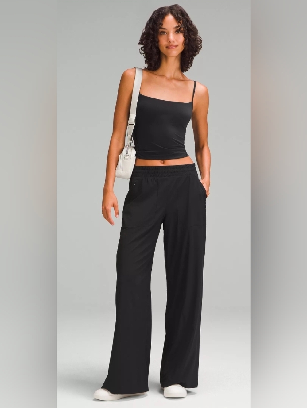 Lululemon Swift Mid-Rise Wide Leg Pants Black Modal Blend Size M